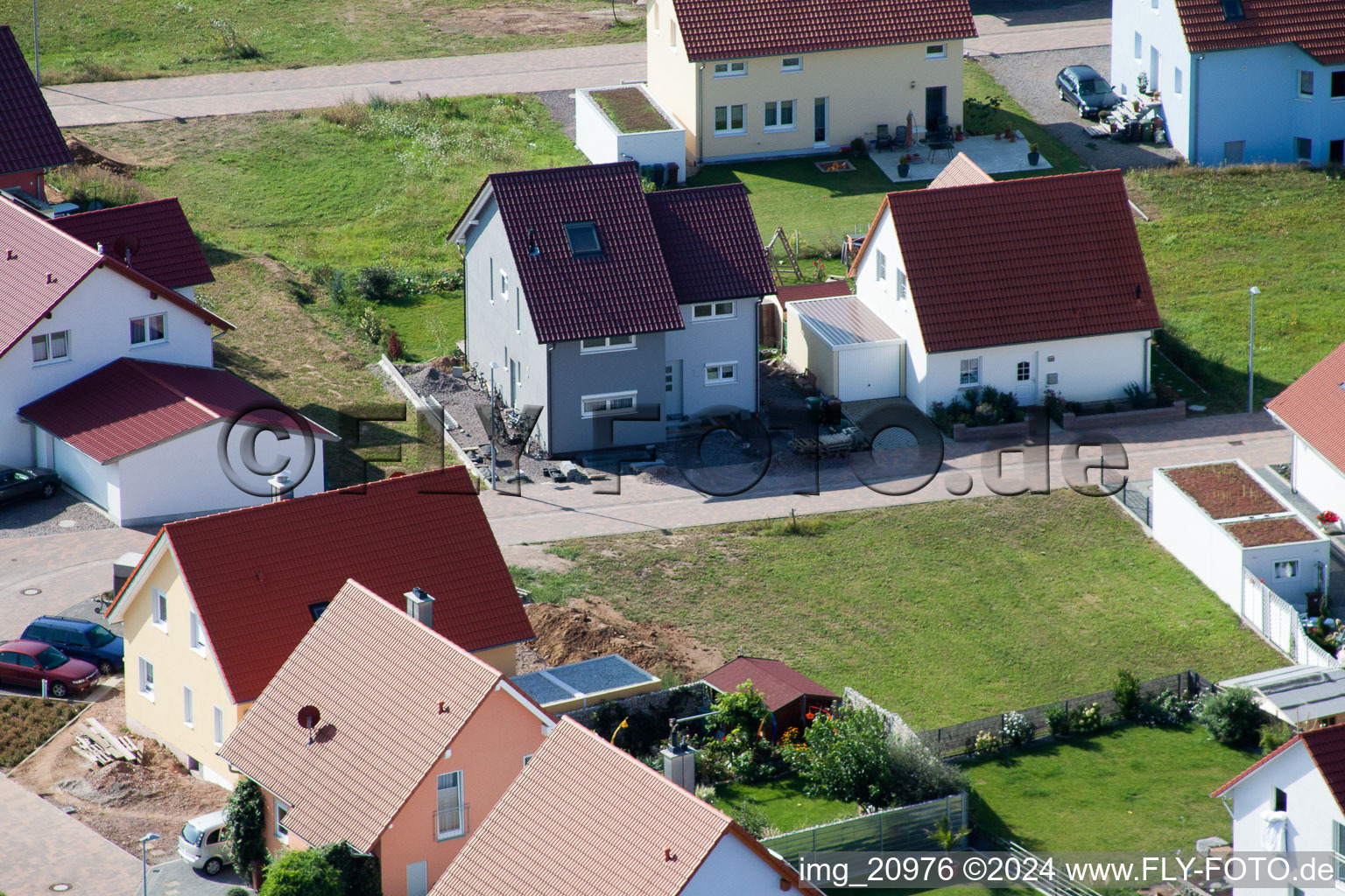 Vue d'oiseau de Nouvelle zone de développement NE à le quartier Schaidt in Wörth am Rhein dans le département Rhénanie-Palatinat, Allemagne