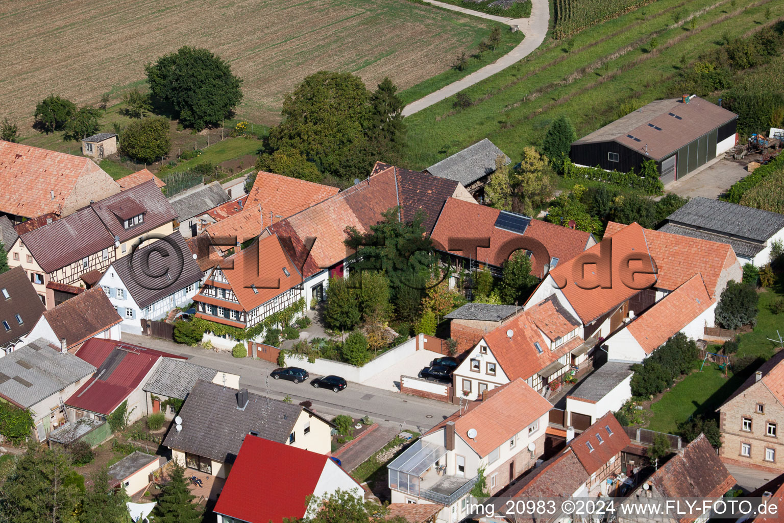 Vue d'oiseau de Vollmersweiler dans le département Rhénanie-Palatinat, Allemagne