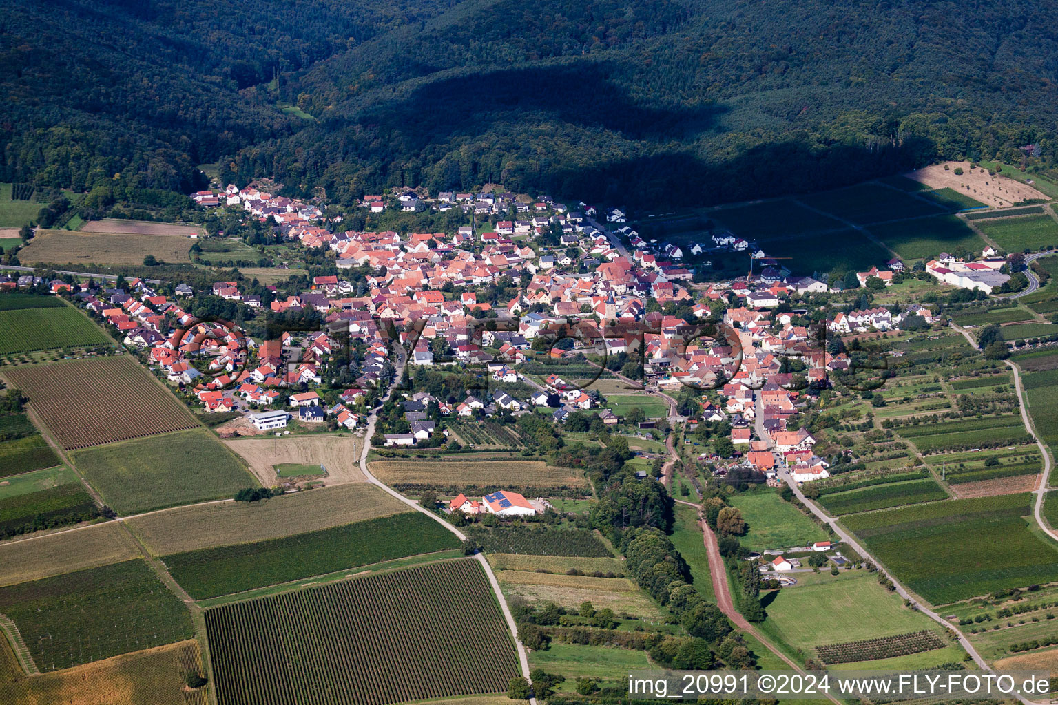 Oberotterbach dans le département Rhénanie-Palatinat, Allemagne vue du ciel