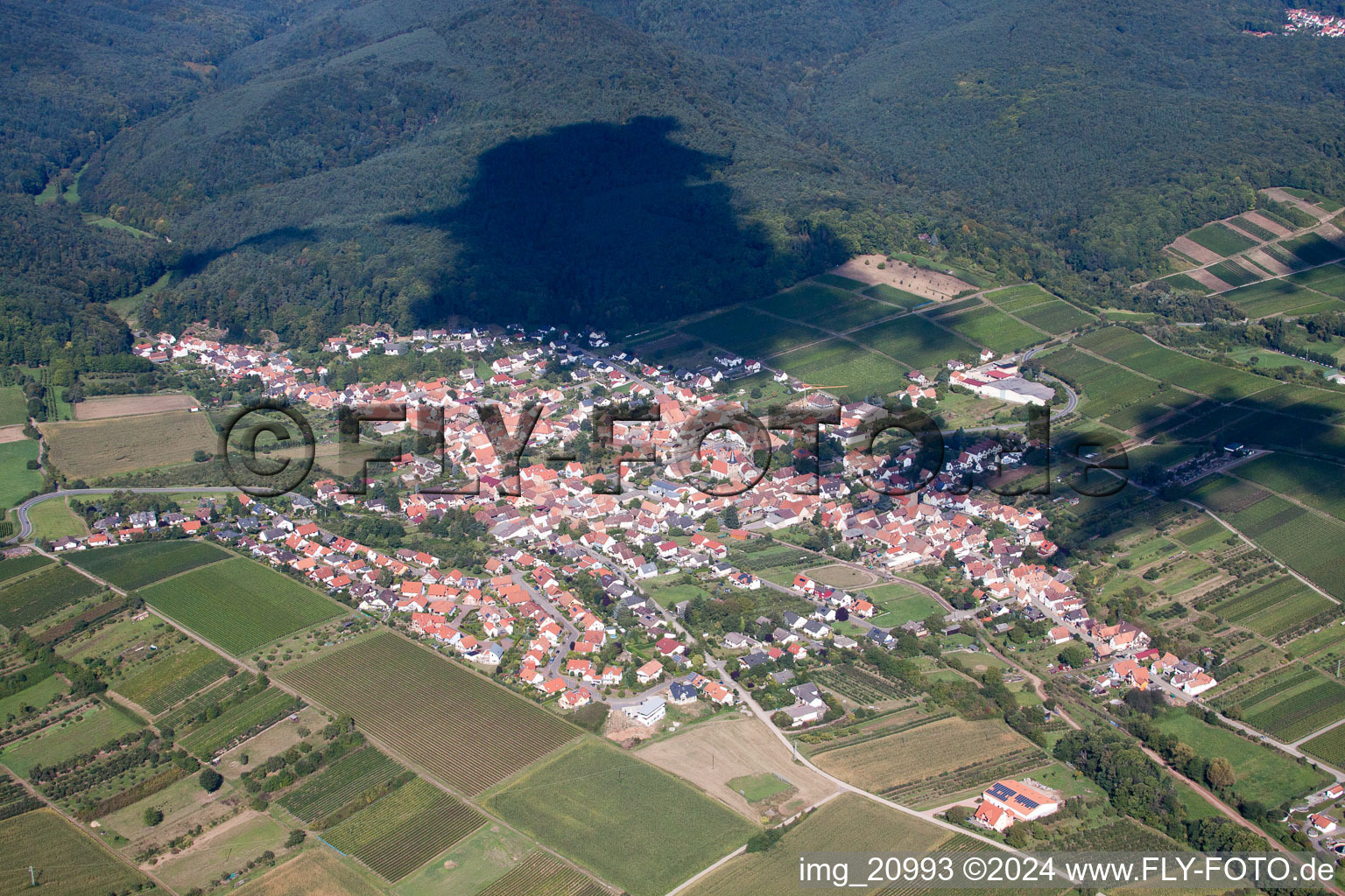 Enregistrement par drone de Oberotterbach dans le département Rhénanie-Palatinat, Allemagne