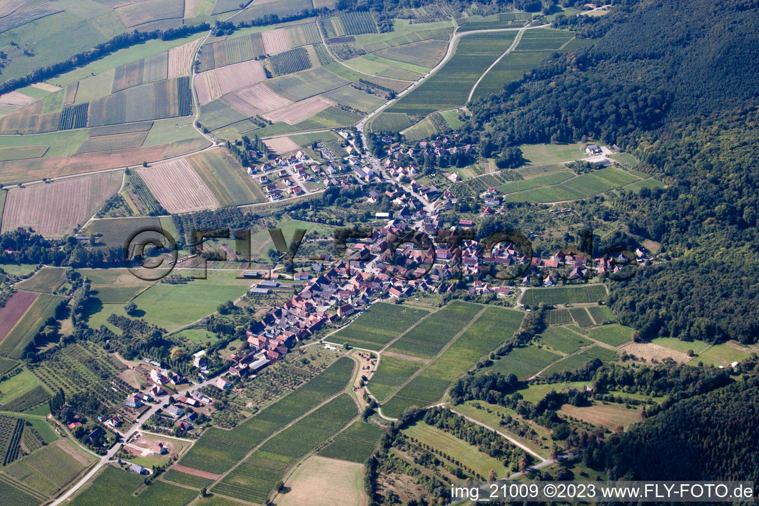 Rott dans le département Bas Rhin, France du point de vue du drone