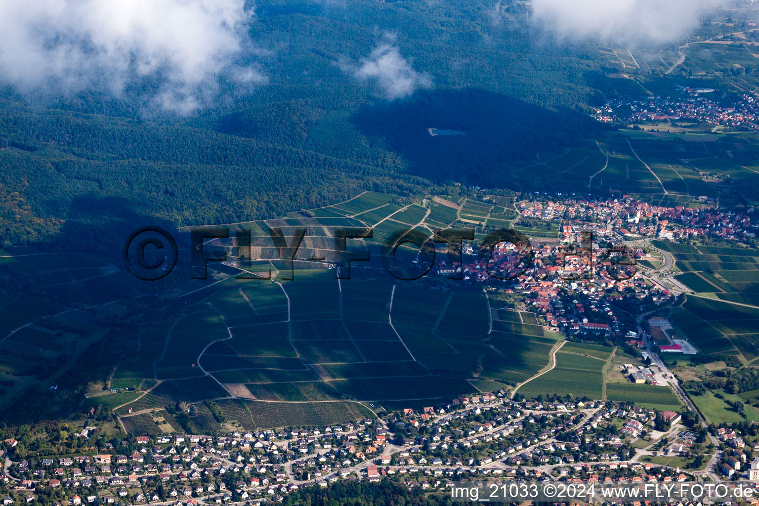 Du sud à Wissembourg dans le département Bas Rhin, France d'en haut