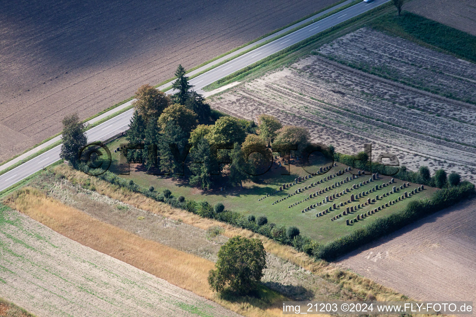 Vue aérienne de Cimetière juif Rülzheim à Rülzheim dans le département Rhénanie-Palatinat, Allemagne