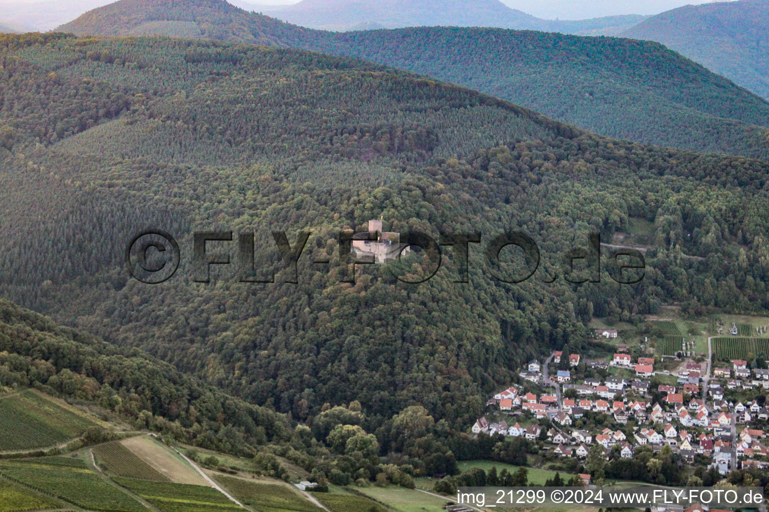 Vue aérienne de Château de Landeck à Klingenmünster dans le département Rhénanie-Palatinat, Allemagne