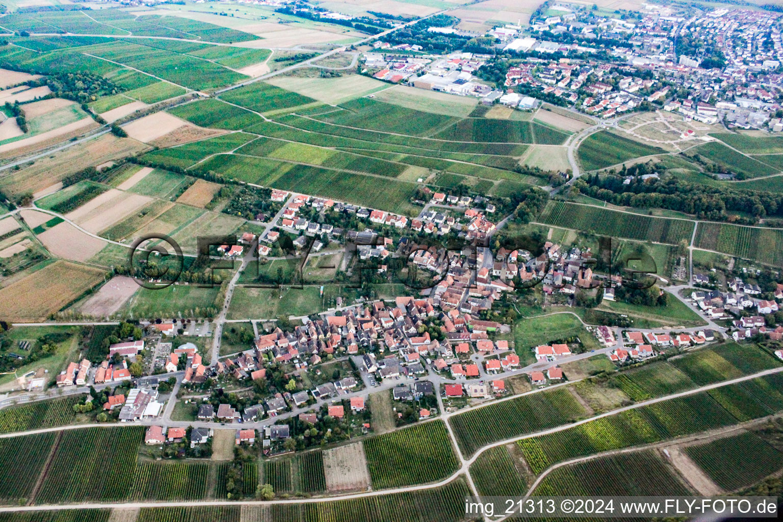 Quartier Pleisweiler in Pleisweiler-Oberhofen dans le département Rhénanie-Palatinat, Allemagne vu d'un drone