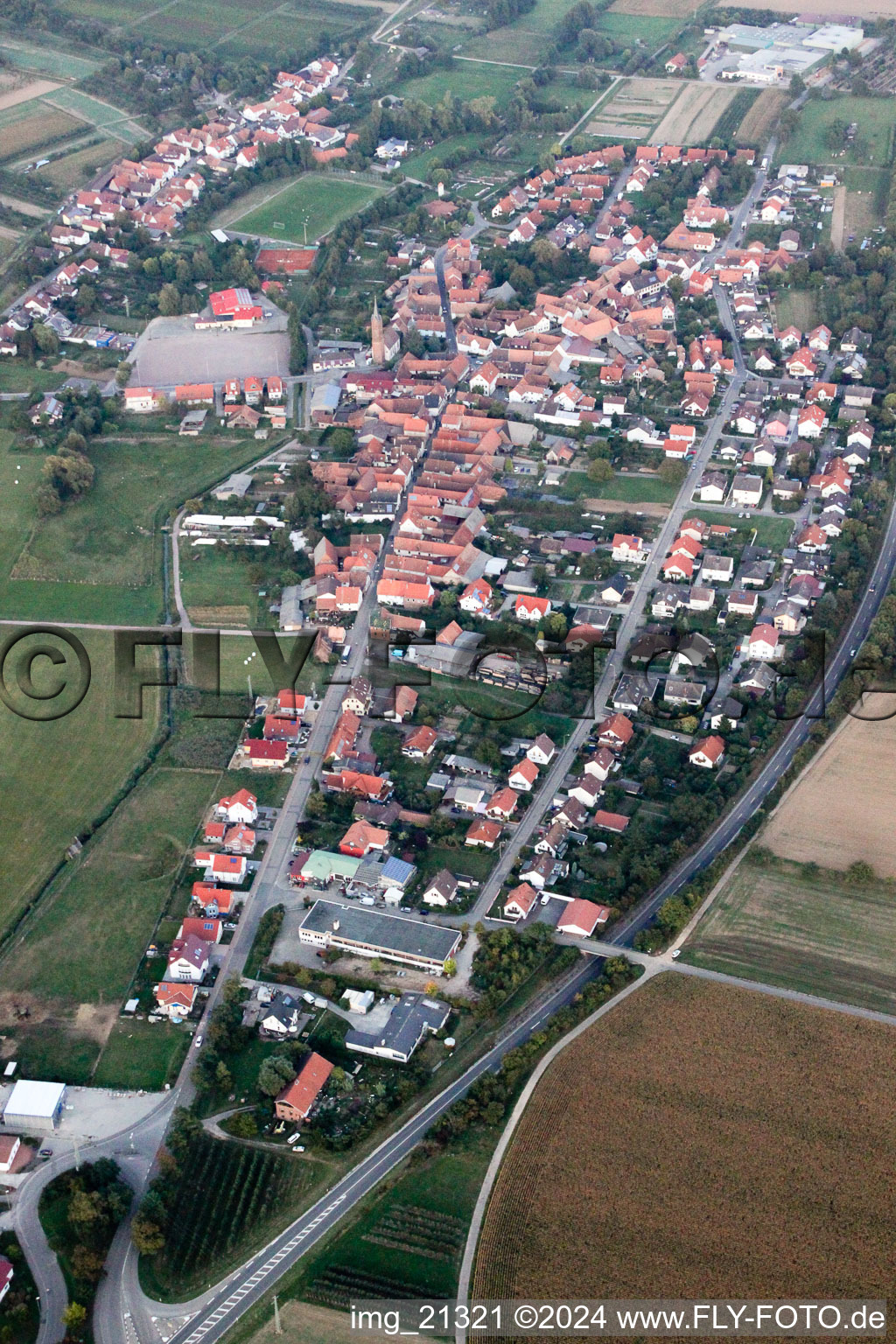 Quartier Kapellen in Kapellen-Drusweiler dans le département Rhénanie-Palatinat, Allemagne d'en haut