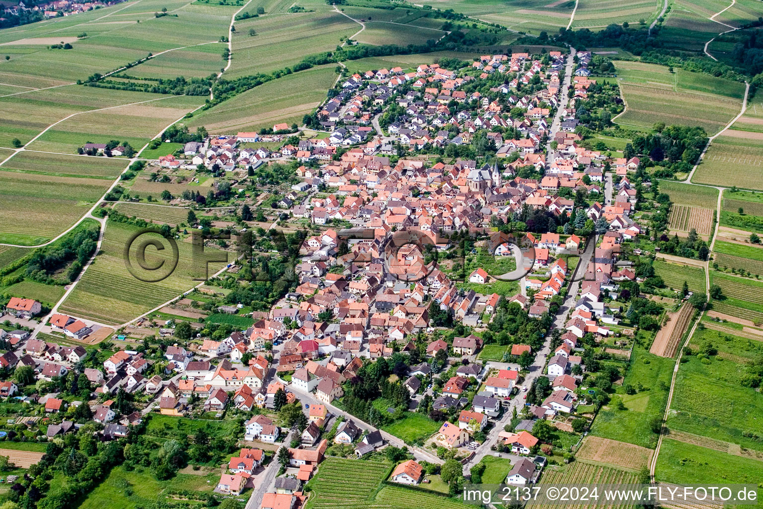 Vue aérienne de Vue des rues et des maisons des quartiers résidentiels à le quartier Arzheim in Landau in der Pfalz dans le département Rhénanie-Palatinat, Allemagne