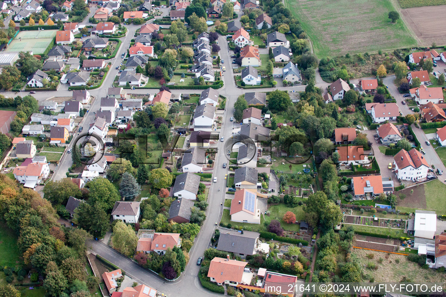 Eppelsheim dans le département Rhénanie-Palatinat, Allemagne depuis l'avion