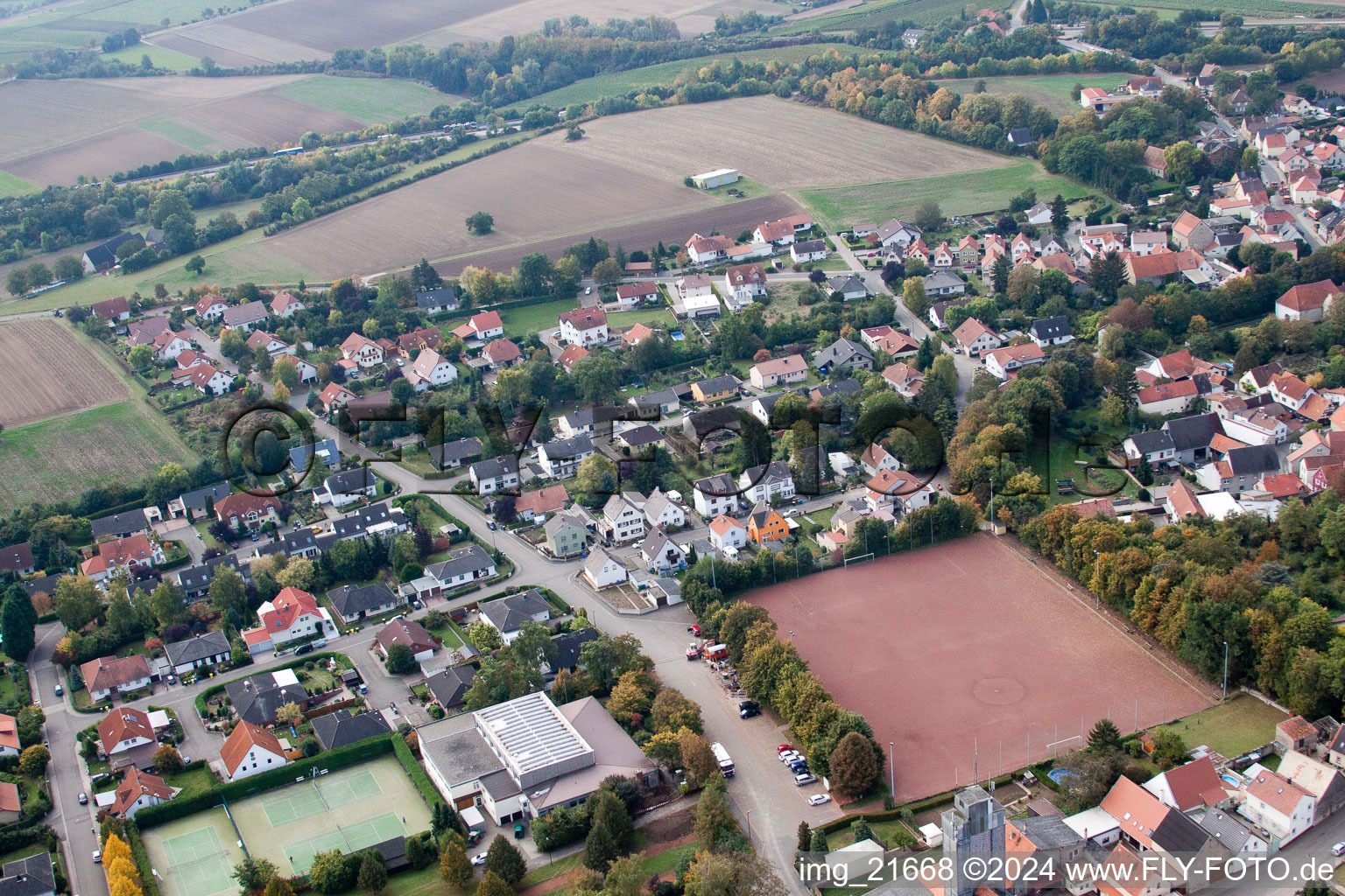 Vue aérienne de Eppelsheim dans le département Rhénanie-Palatinat, Allemagne