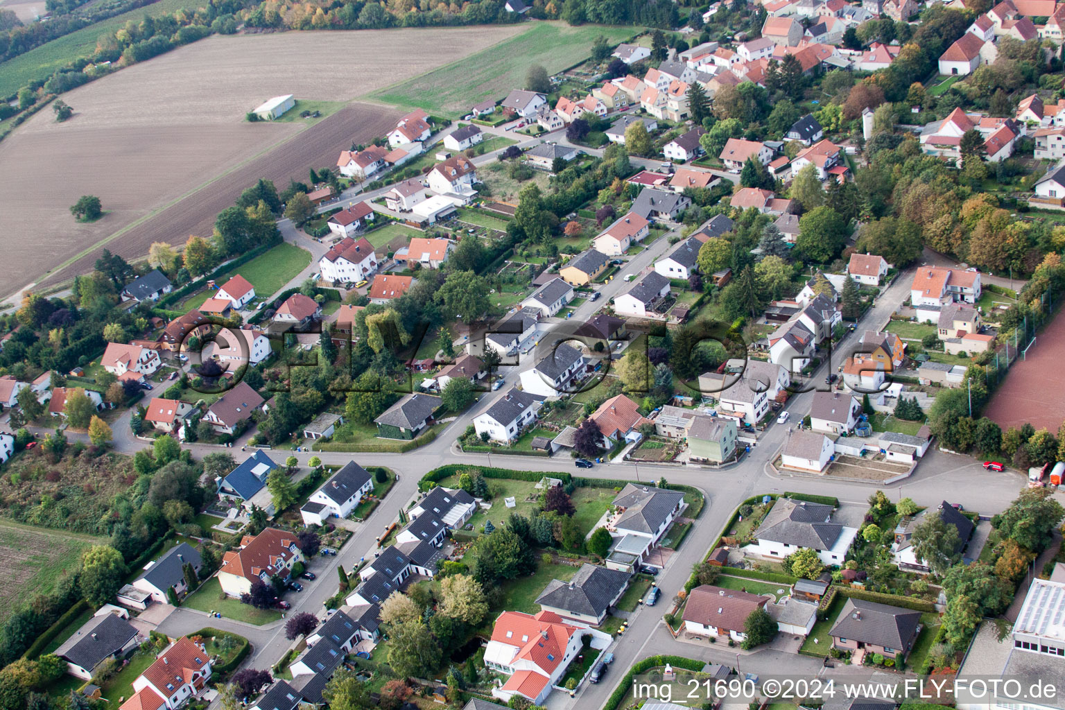 Eppelsheim dans le département Rhénanie-Palatinat, Allemagne vu d'un drone