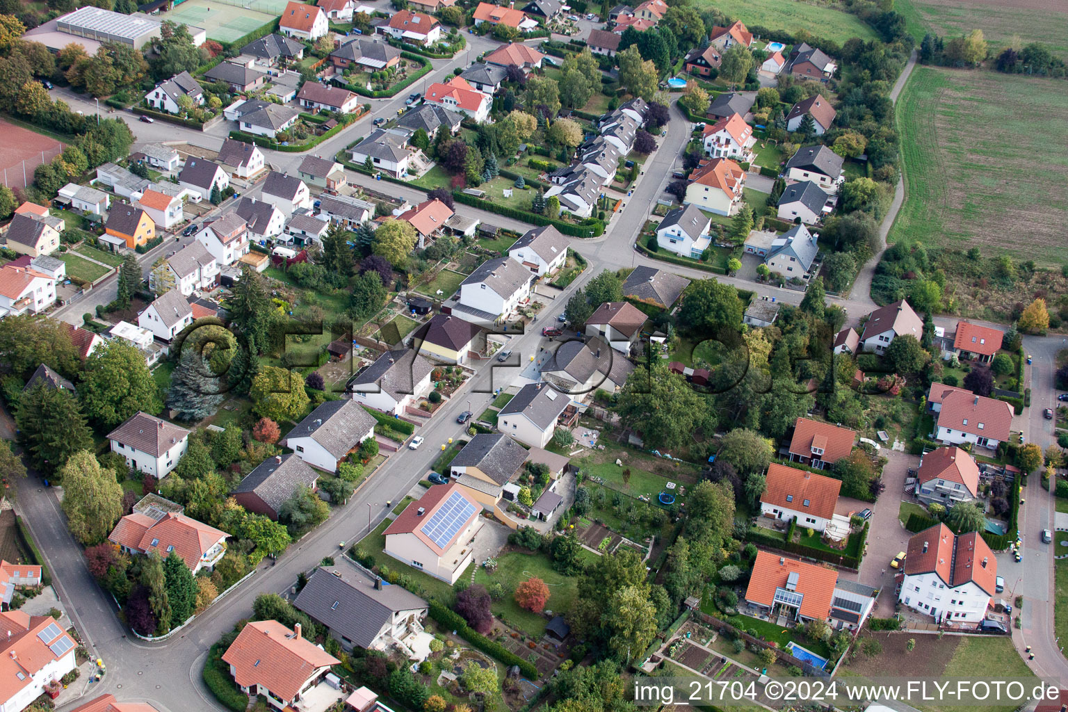 Vue oblique de Eppelsheim dans le département Rhénanie-Palatinat, Allemagne