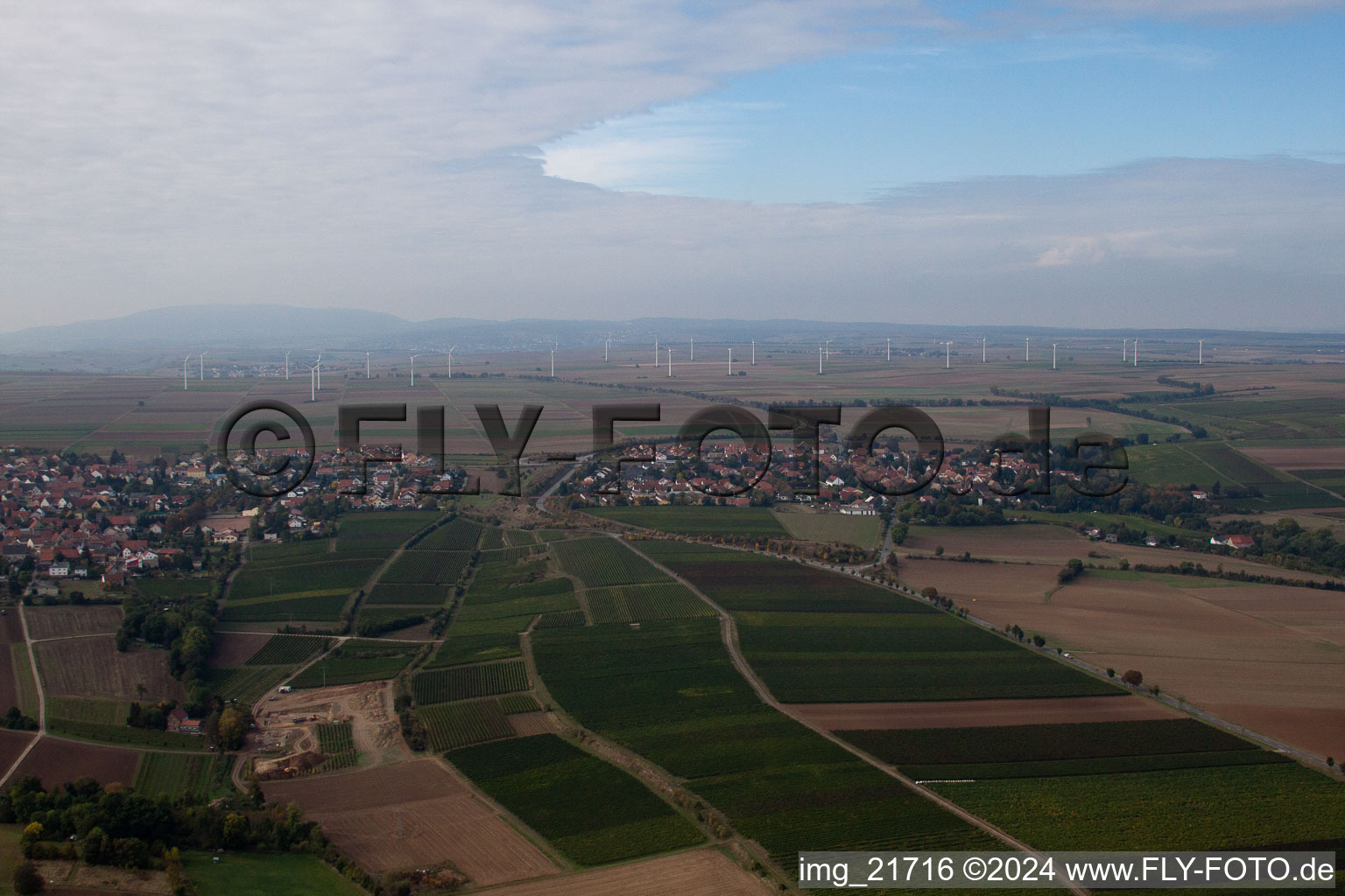 Eppelsheim dans le département Rhénanie-Palatinat, Allemagne depuis l'avion