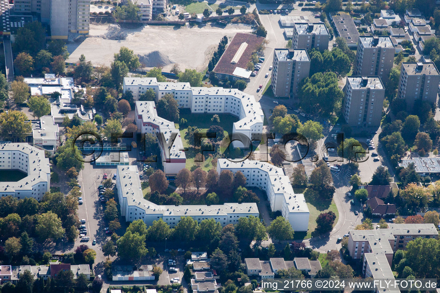 Vue aérienne de Oppau-Pfingstweide, Ring de Londres à Pfingtsweide dans le département Rhénanie-Palatinat, Allemagne