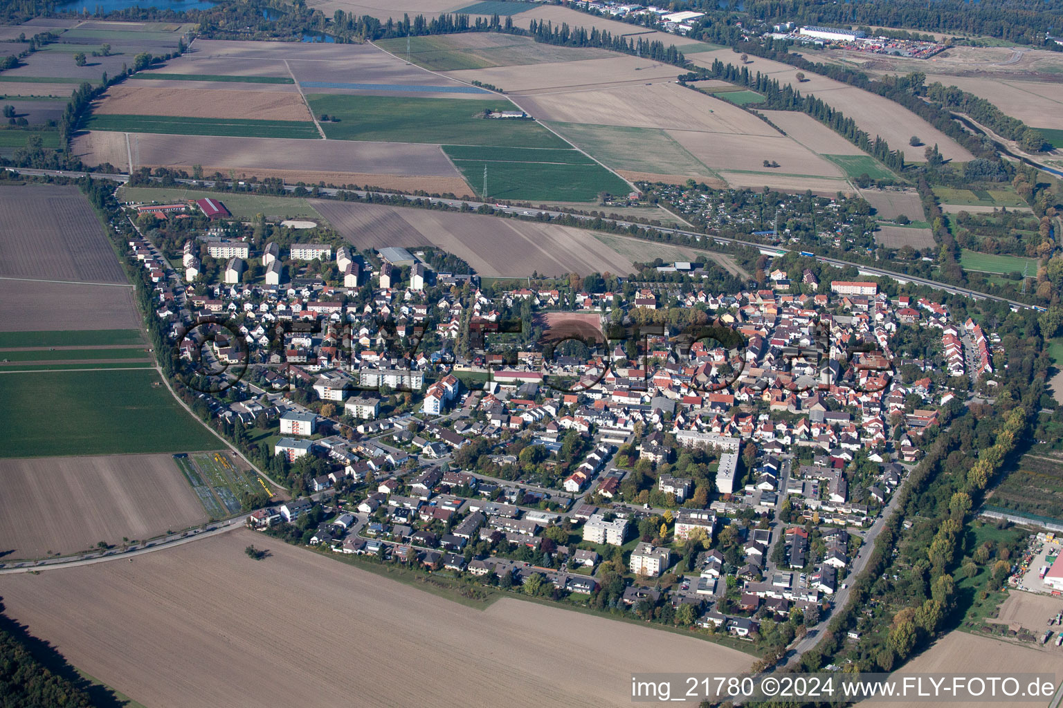 Vue oblique de Quartier Mörsch in Frankenthal dans le département Rhénanie-Palatinat, Allemagne