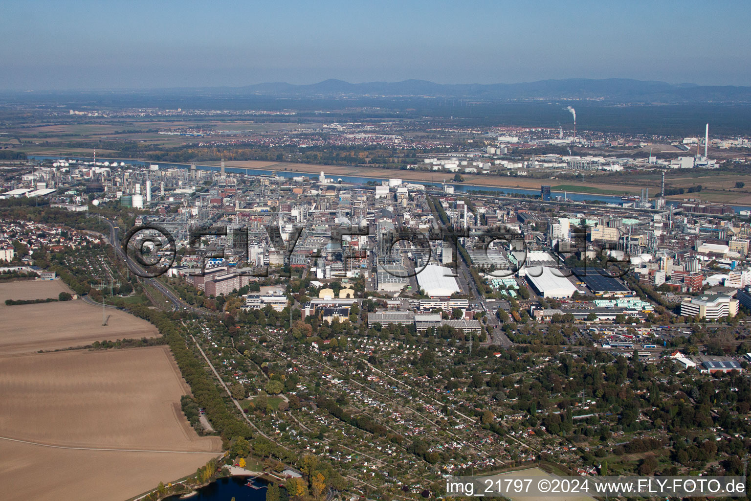 Nord à le quartier BASF in Ludwigshafen am Rhein dans le département Rhénanie-Palatinat, Allemagne vue d'en haut