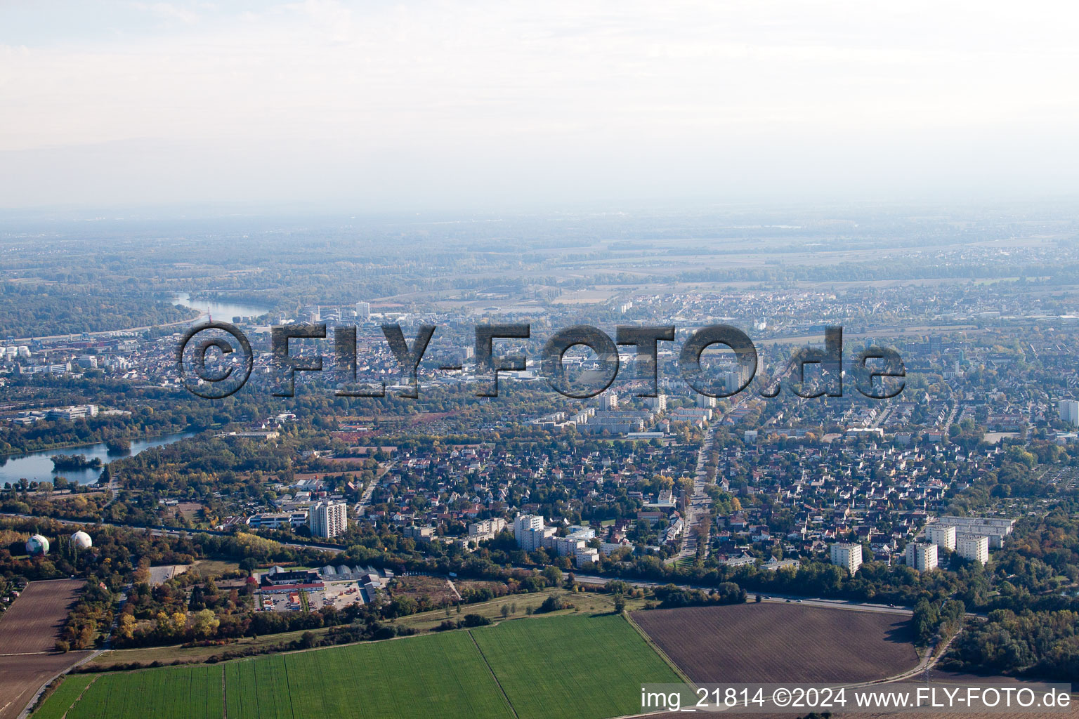 Quartier Gartenstadt in Ludwigshafen am Rhein dans le département Rhénanie-Palatinat, Allemagne vue d'en haut