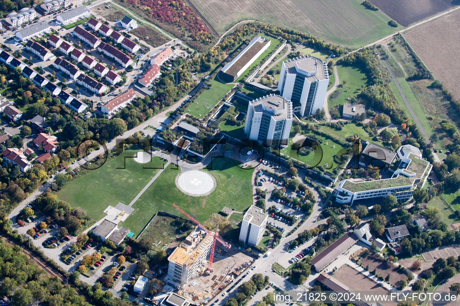 Vue aérienne de Terrain de la clinique de l'hôpital BG Klinik Ludwigshafen à le quartier Oggersheim in Ludwigshafen am Rhein dans le département Rhénanie-Palatinat, Allemagne