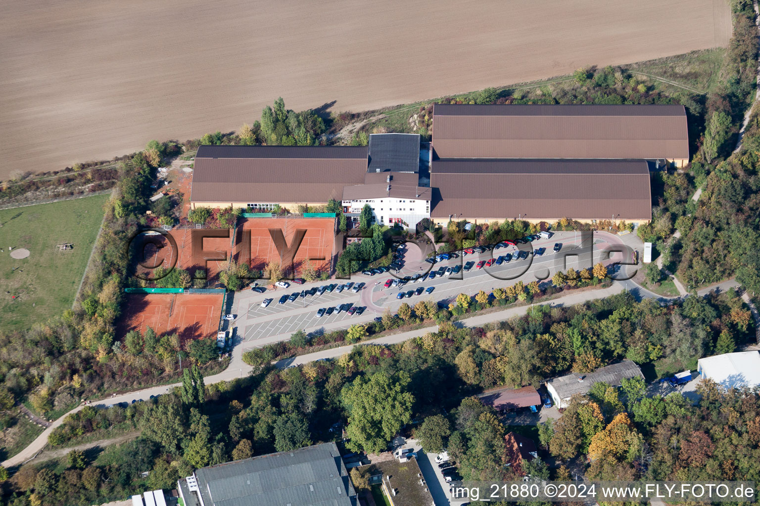 Vue aérienne de Sud, club de tennis à Frankenthal dans le département Rhénanie-Palatinat, Allemagne