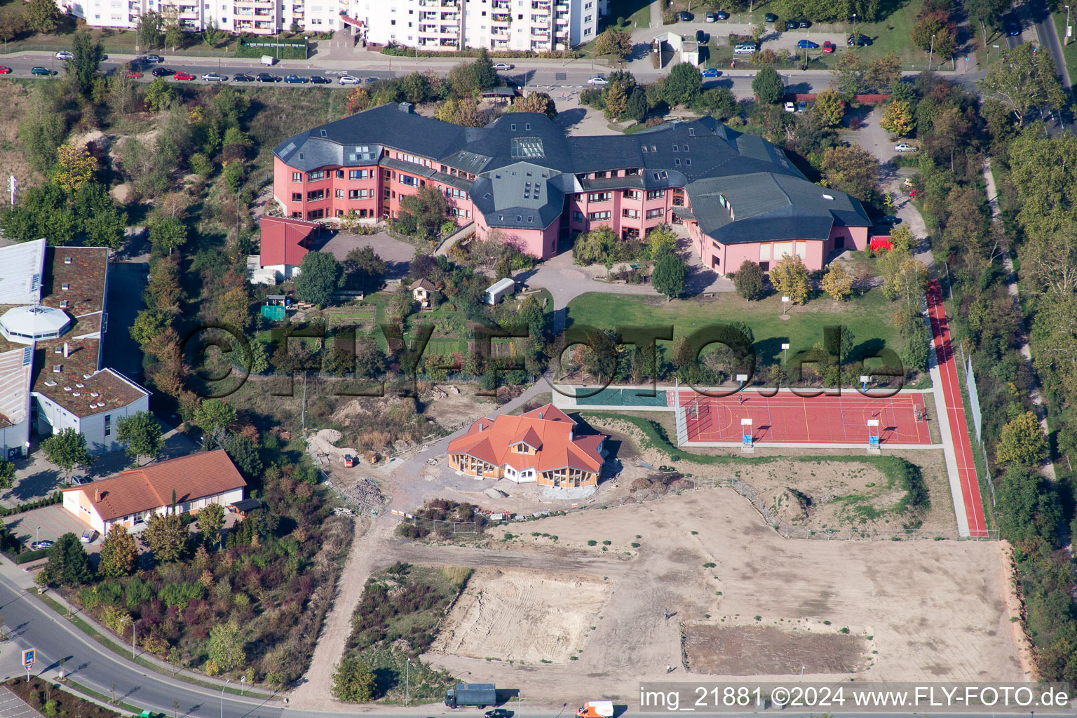 Vue aérienne de École Waldorf gratuite eV à Frankenthal dans le département Rhénanie-Palatinat, Allemagne