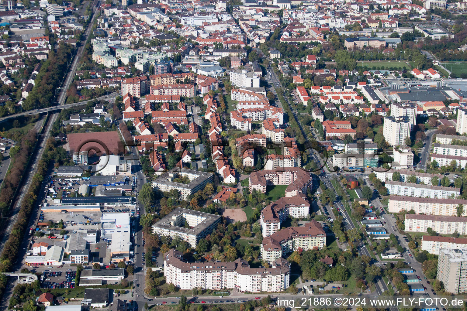 Vue aérienne de Mahlastr à Frankenthal dans le département Rhénanie-Palatinat, Allemagne