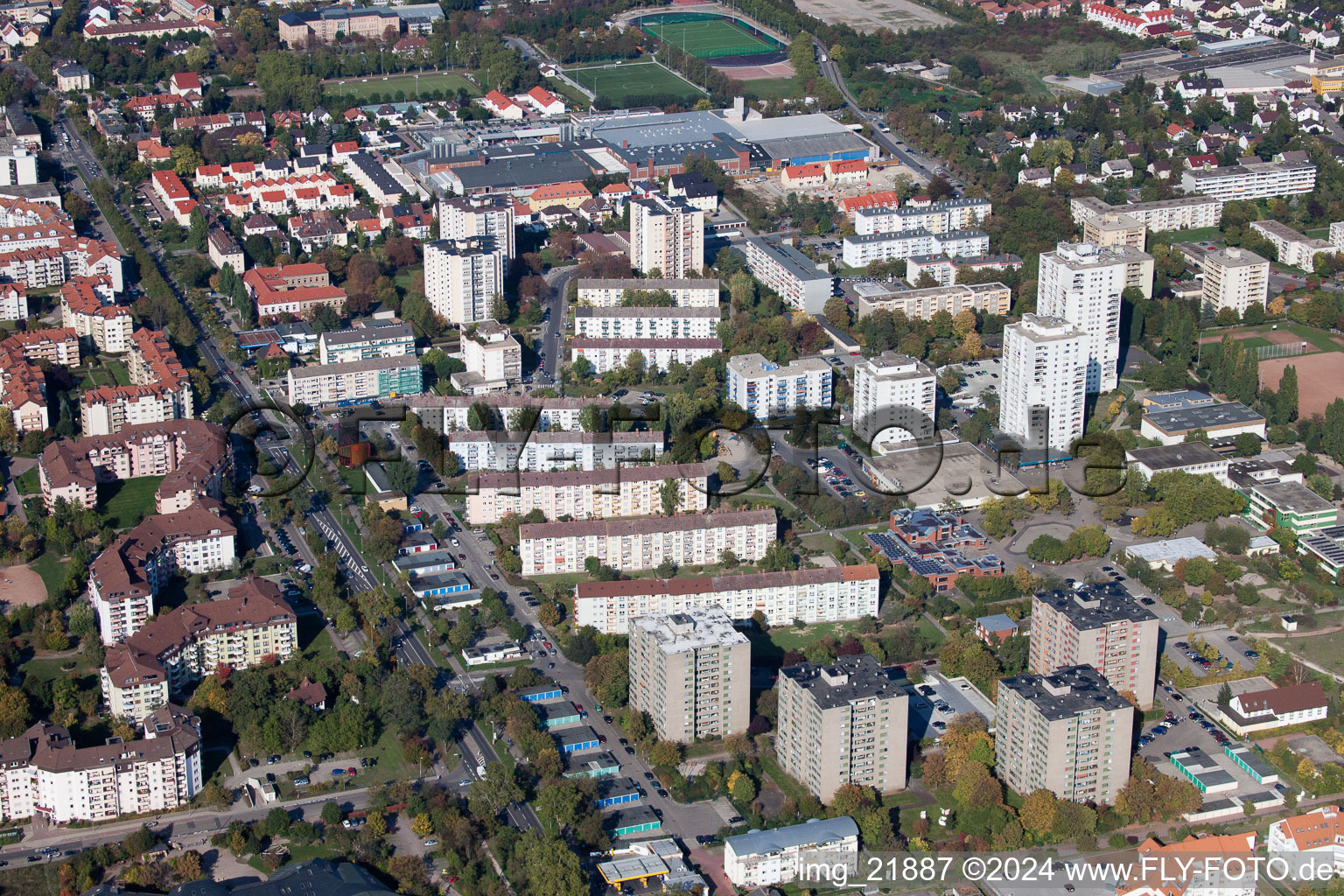 Vue aérienne de Mahlastr à Frankenthal dans le département Rhénanie-Palatinat, Allemagne