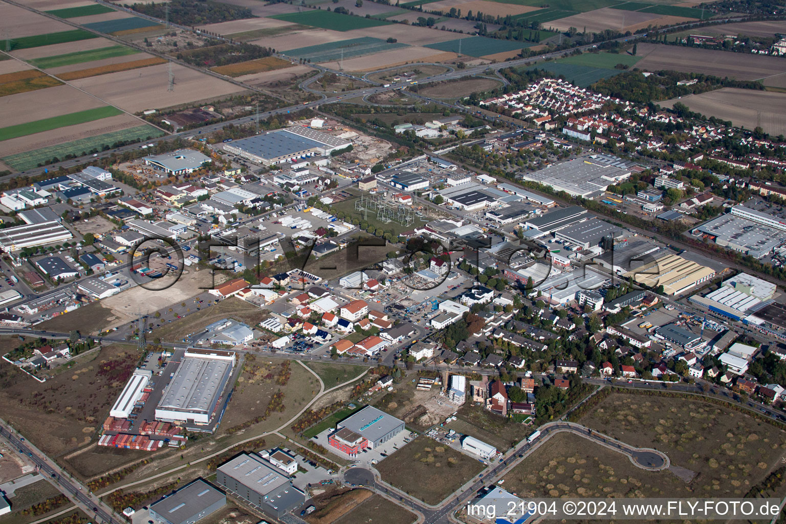 Vue aérienne de Zone industrielle N à Frankenthal dans le département Rhénanie-Palatinat, Allemagne