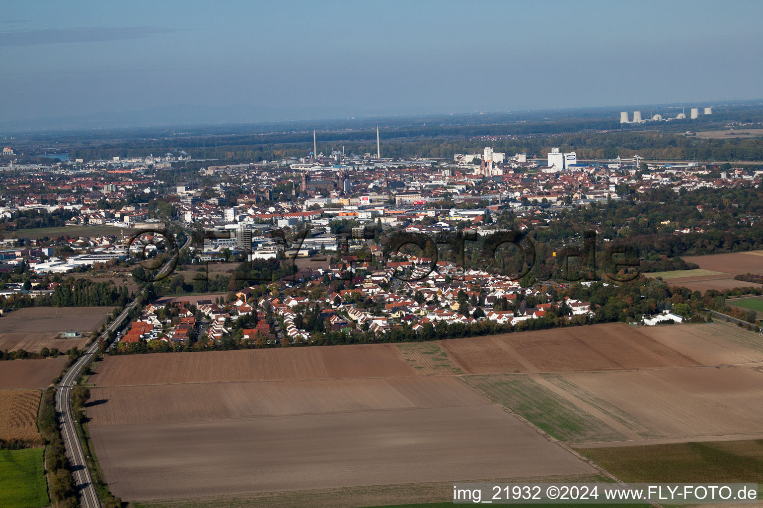 Vue oblique de Worms dans le département Rhénanie-Palatinat, Allemagne