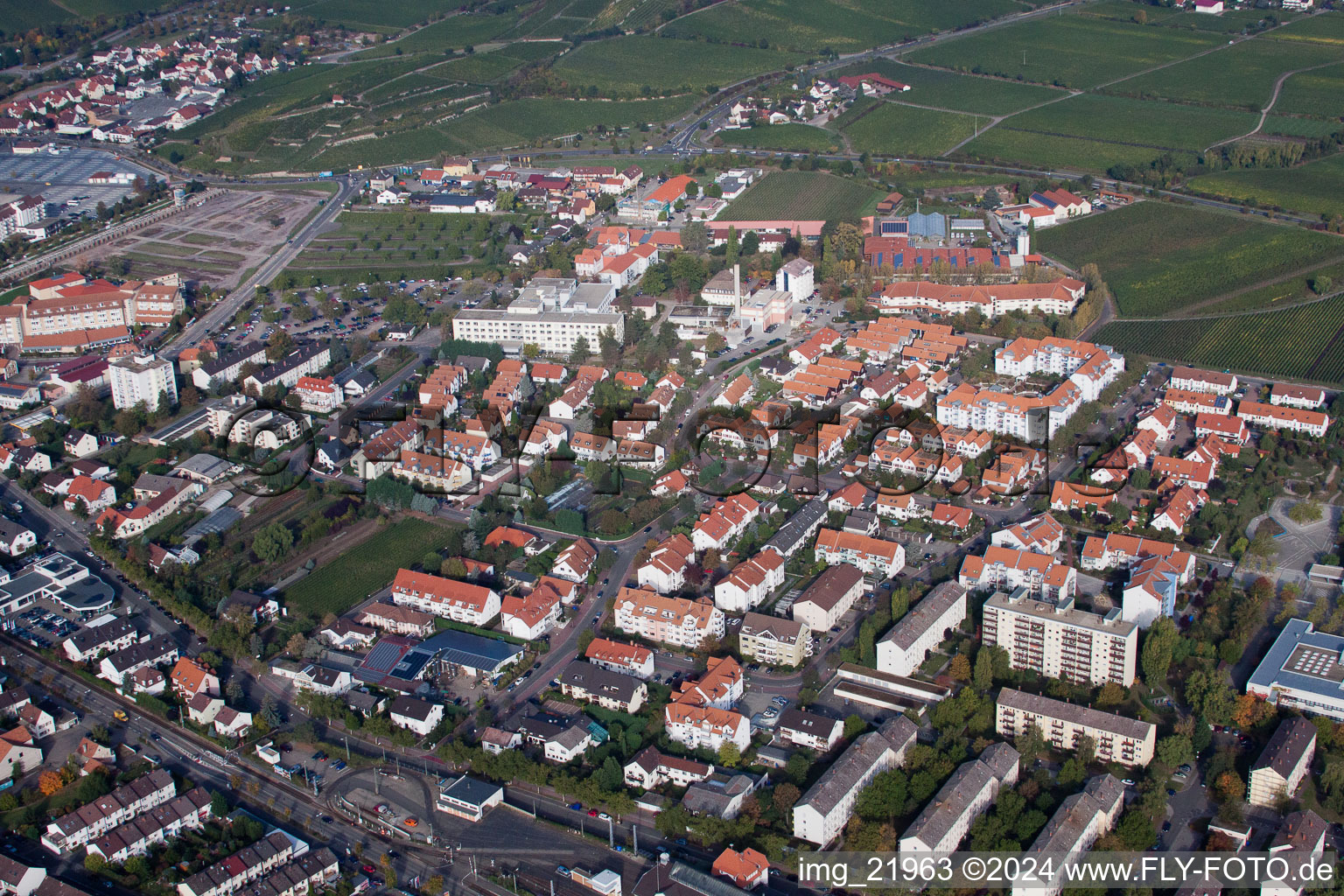 Vue aérienne de Hôpital protestant à le quartier Pfeffingen in Bad Dürkheim dans le département Rhénanie-Palatinat, Allemagne