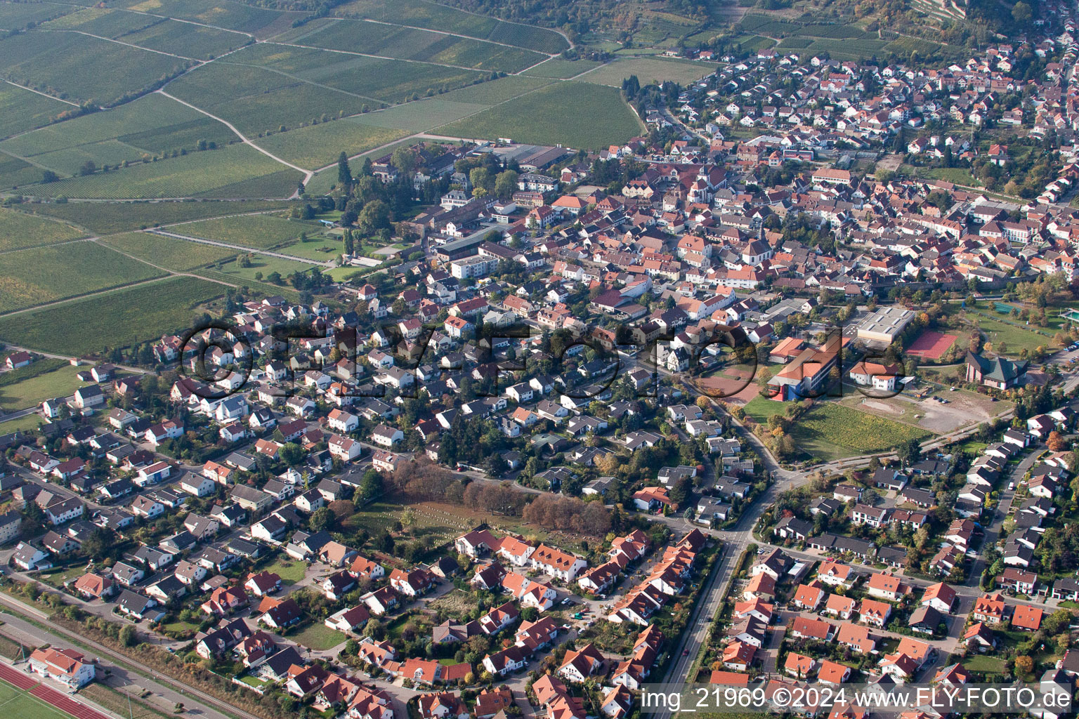 Vue aérienne de Villa Rustique à Wachenheim an der Weinstraße dans le département Rhénanie-Palatinat, Allemagne