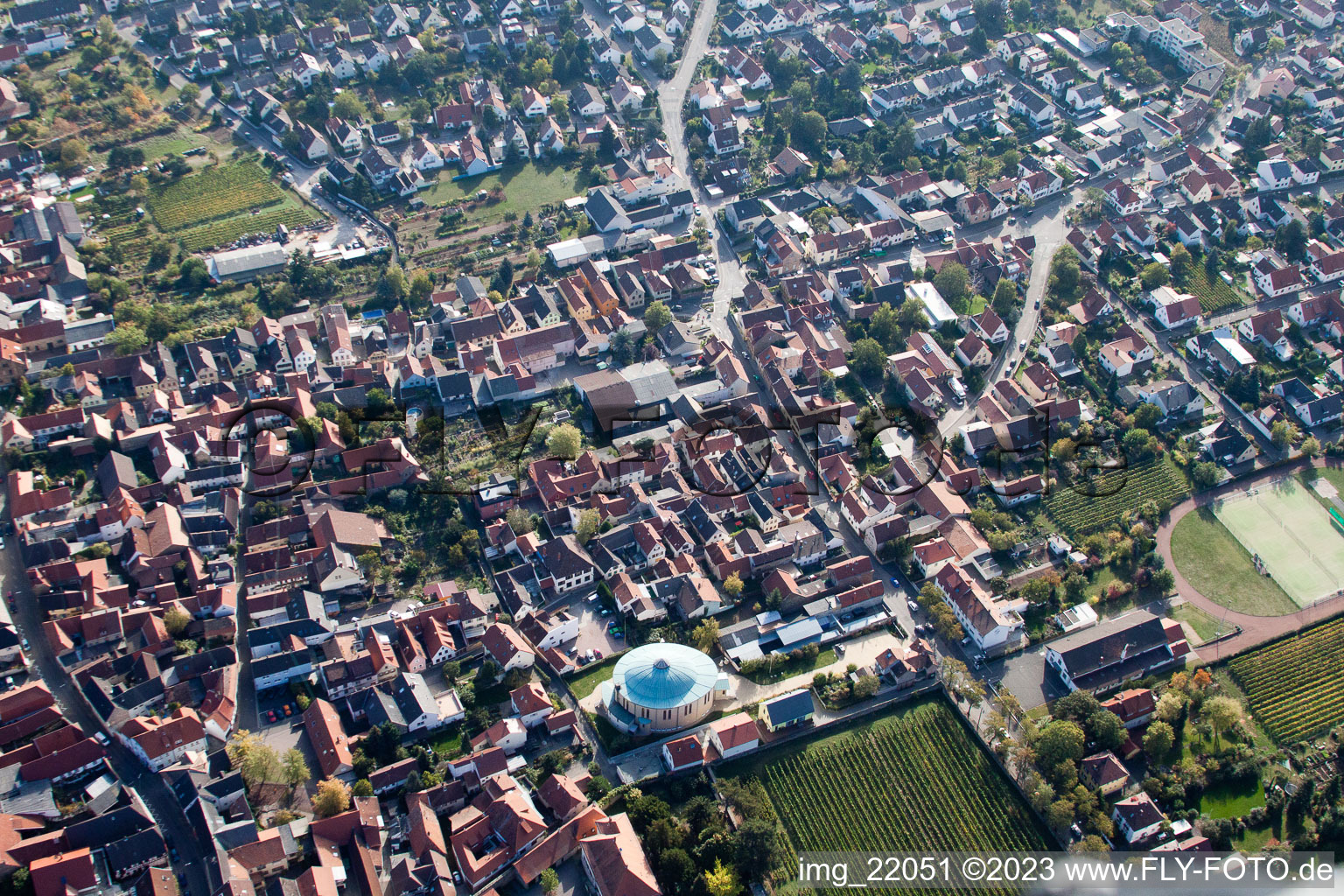 Quartier Mußbach in Neustadt an der Weinstraße dans le département Rhénanie-Palatinat, Allemagne d'en haut