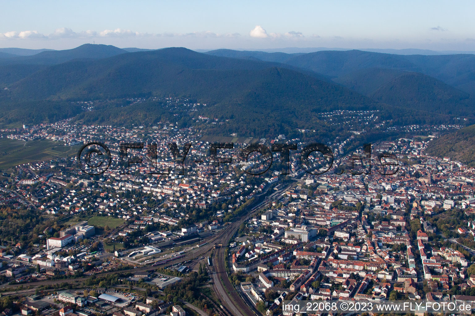 Enregistrement par drone de Neustadt an der Weinstraße dans le département Rhénanie-Palatinat, Allemagne