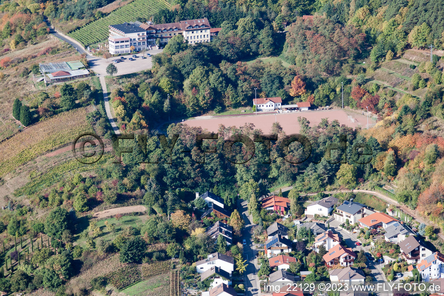 Enregistrement par drone de Maikammer dans le département Rhénanie-Palatinat, Allemagne