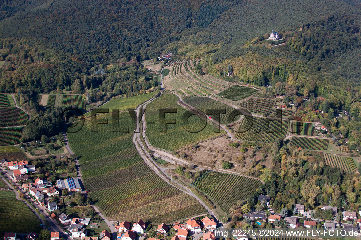 Burrweiler dans le département Rhénanie-Palatinat, Allemagne vue d'en haut