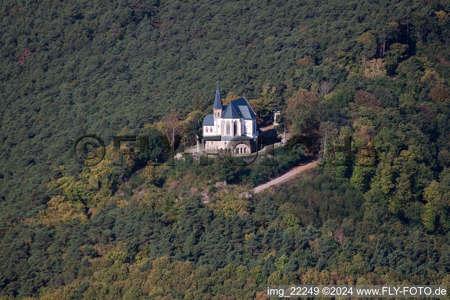 Vue aérienne de Chapelle Anne à Burrweiler dans le département Rhénanie-Palatinat, Allemagne