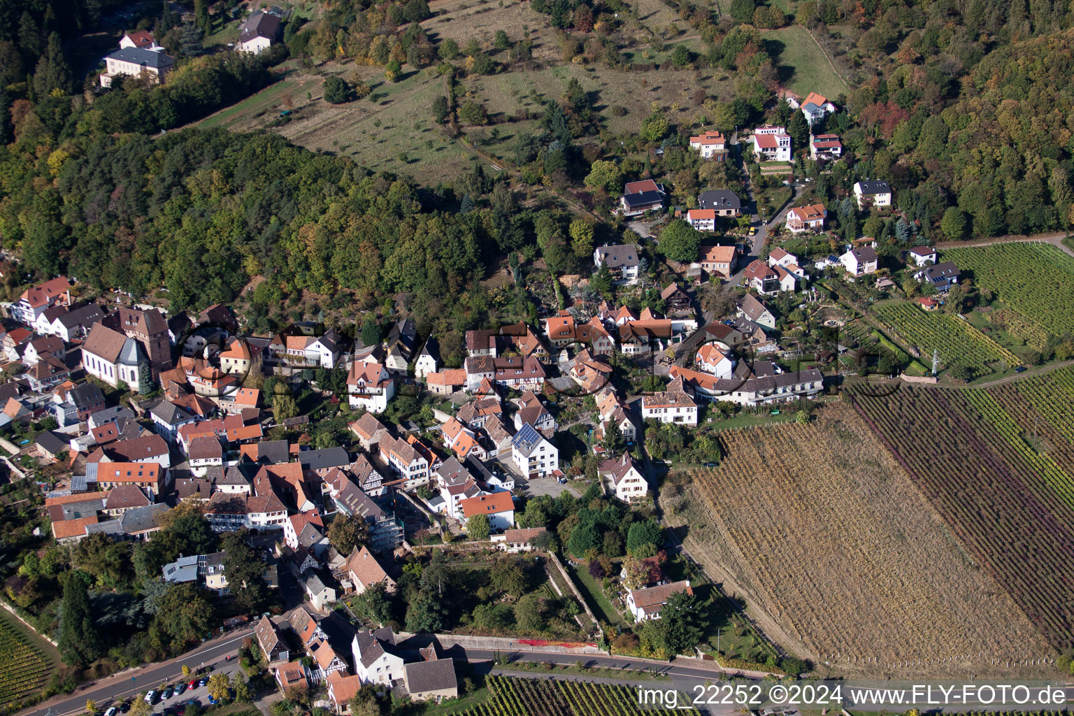 Vue oblique de Gleisweiler dans le département Rhénanie-Palatinat, Allemagne