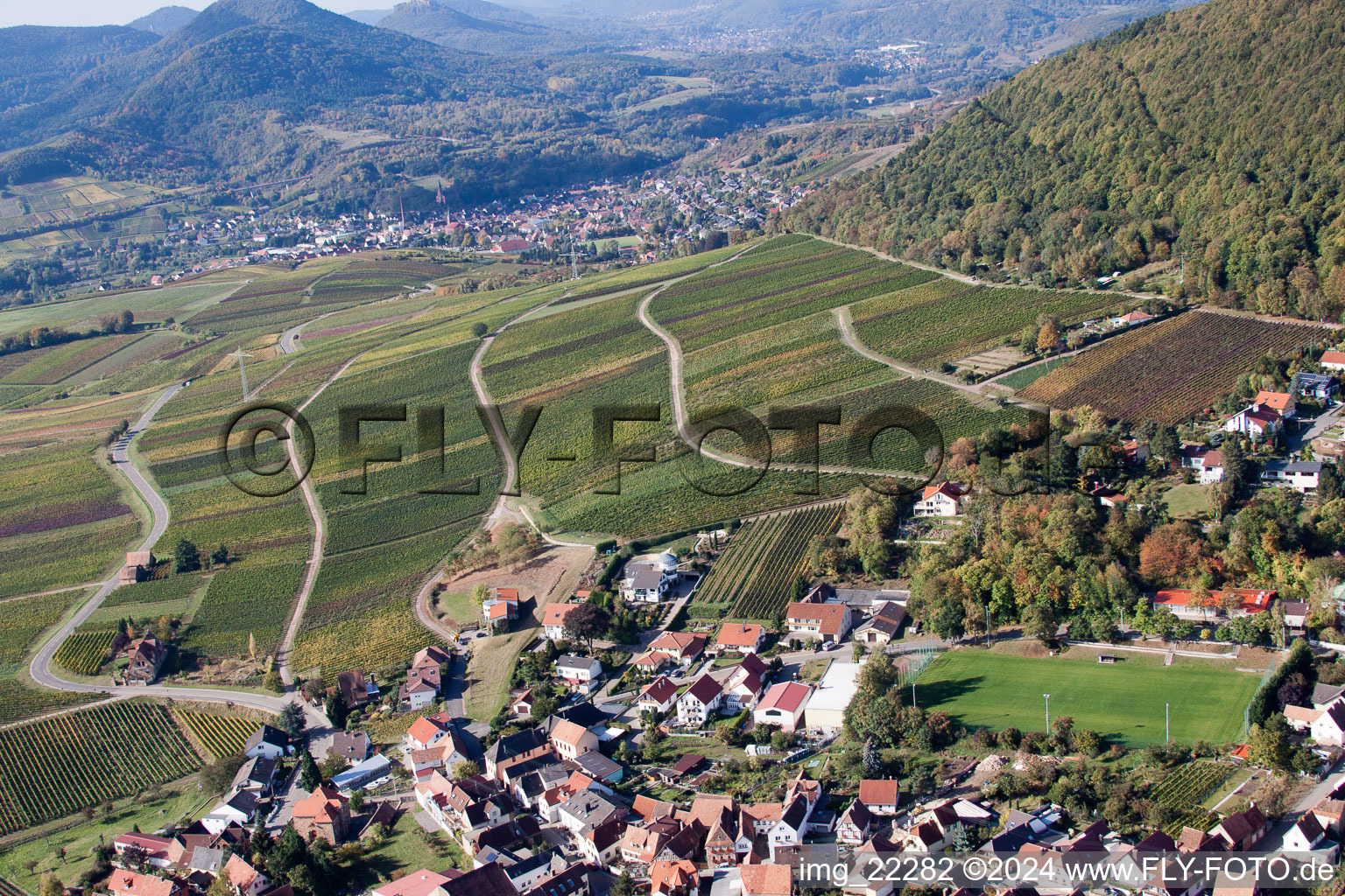 Vue oblique de Frankweiler dans le département Rhénanie-Palatinat, Allemagne