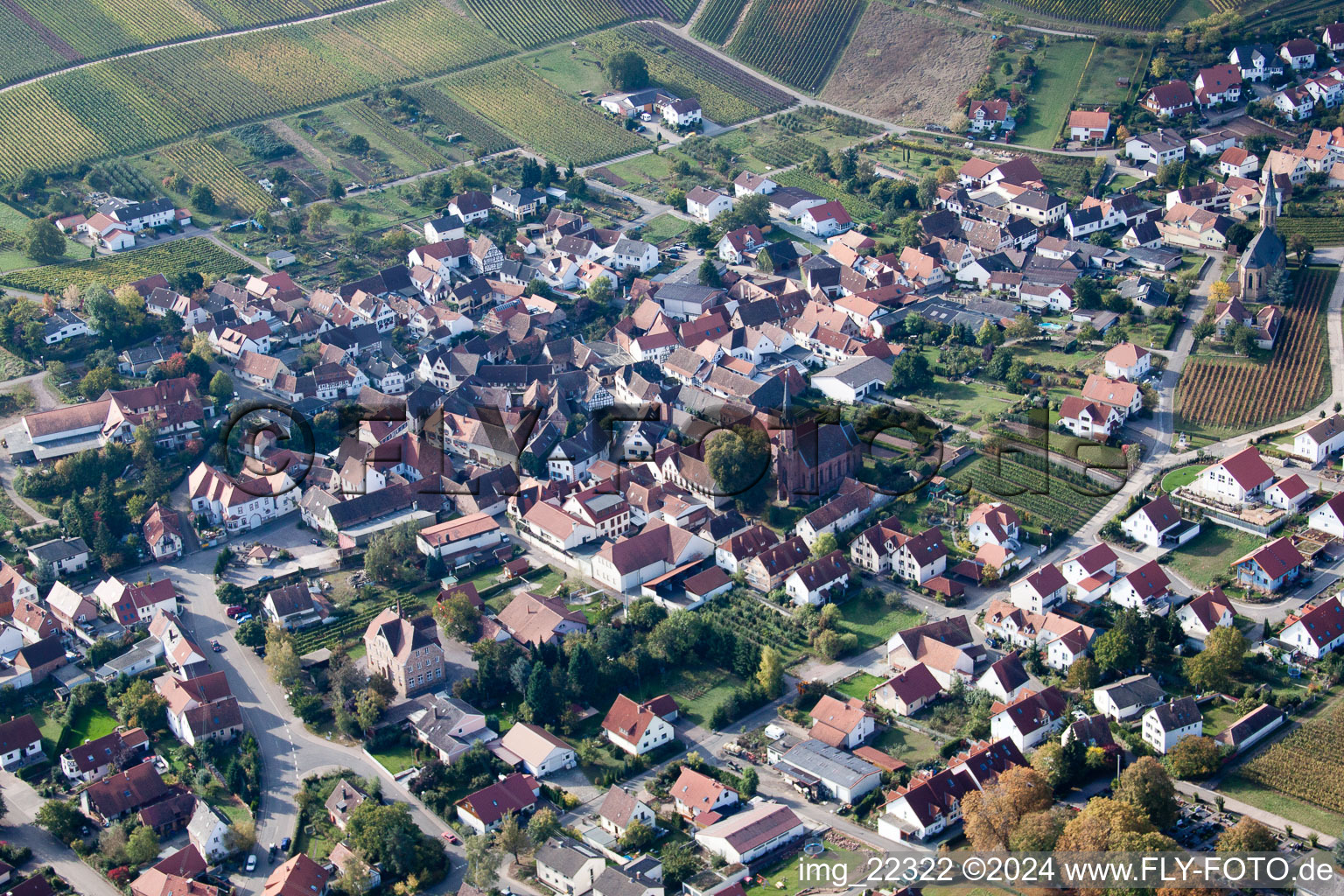 Enregistrement par drone de Birkweiler dans le département Rhénanie-Palatinat, Allemagne