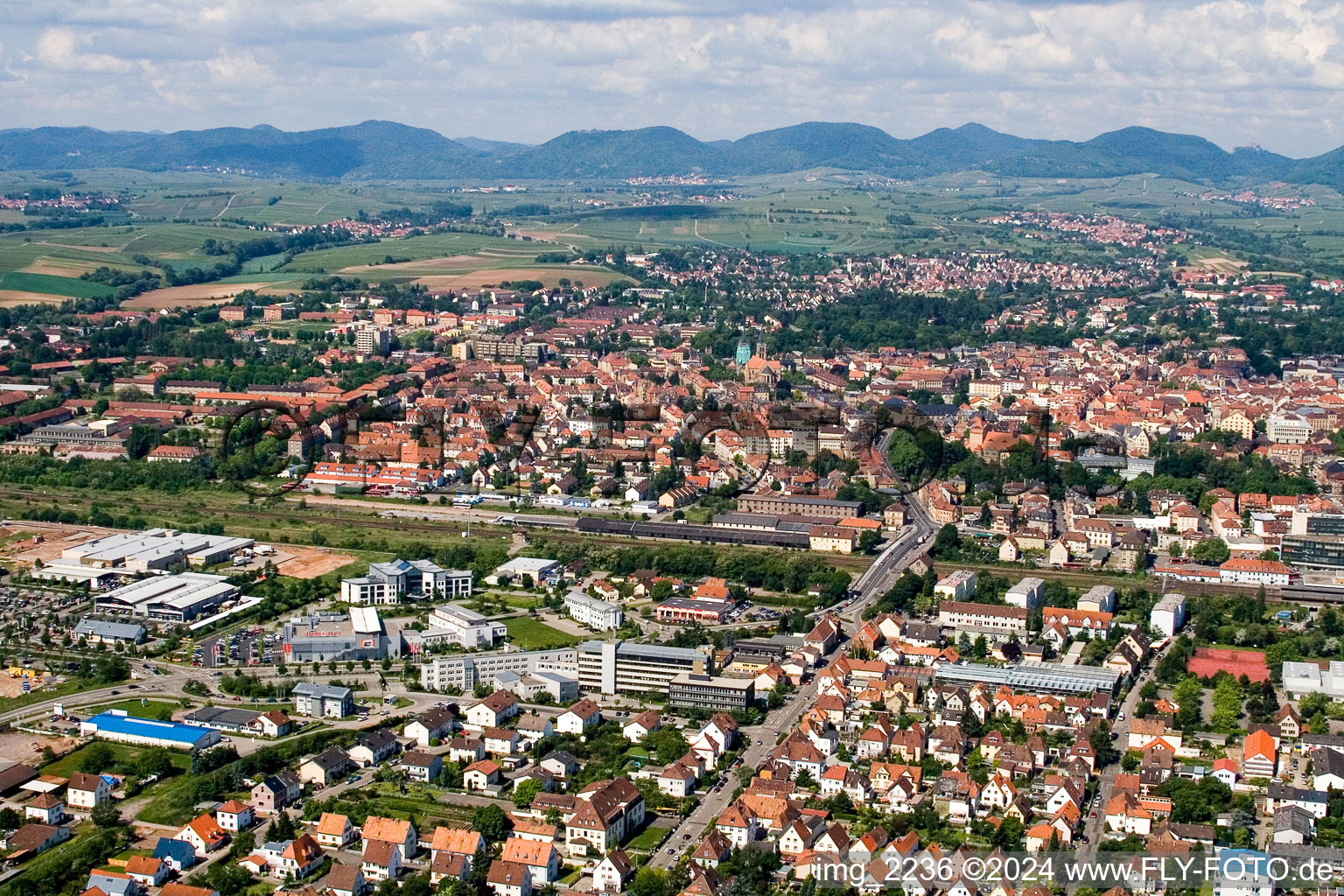 Vue aérienne de De l'est à le quartier Queichheim in Landau in der Pfalz dans le département Rhénanie-Palatinat, Allemagne