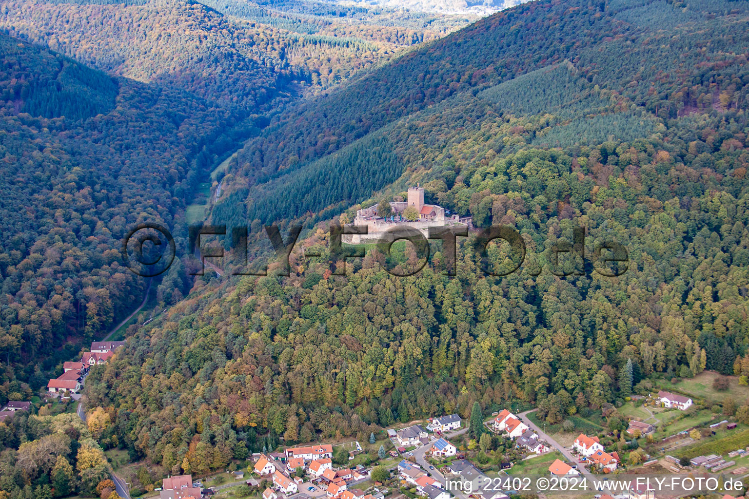 Vue aérienne de Ruines de Landeck à Klingenmünster dans le département Rhénanie-Palatinat, Allemagne