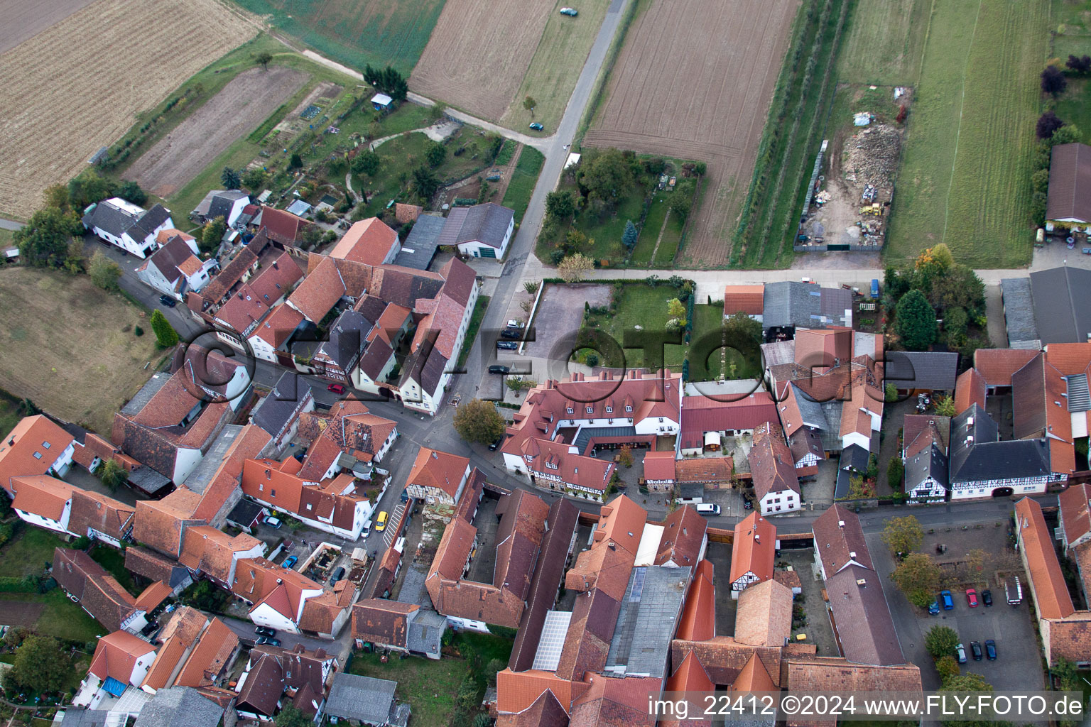 Vue d'oiseau de Quartier Oberhofen in Pleisweiler-Oberhofen dans le département Rhénanie-Palatinat, Allemagne