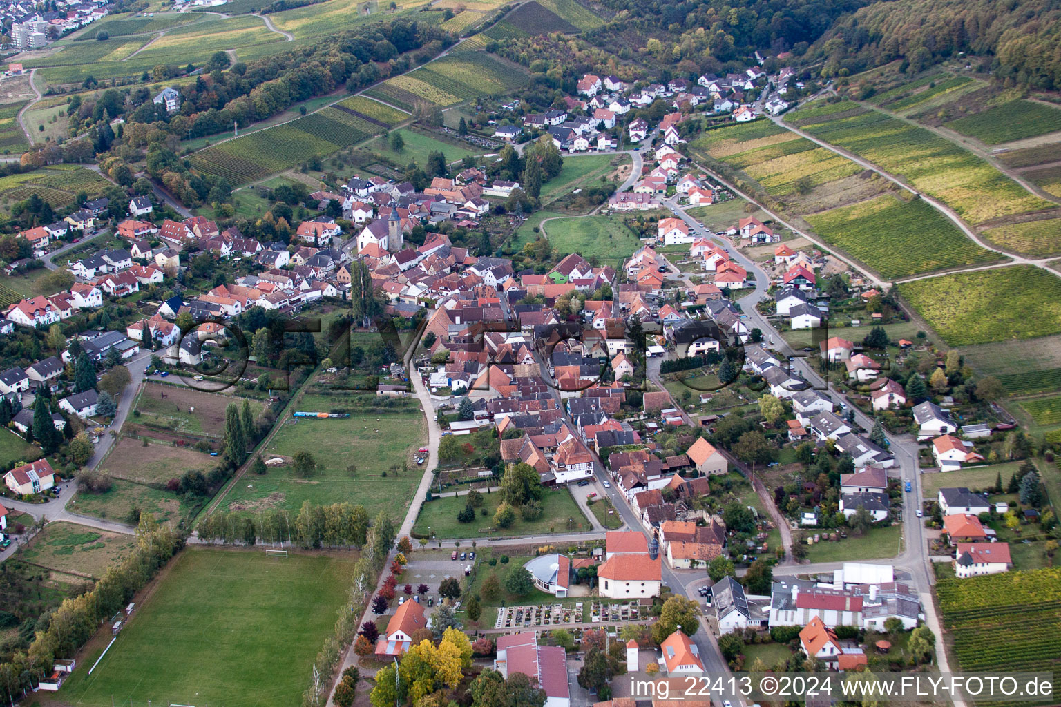 Quartier Pleisweiler in Pleisweiler-Oberhofen dans le département Rhénanie-Palatinat, Allemagne hors des airs