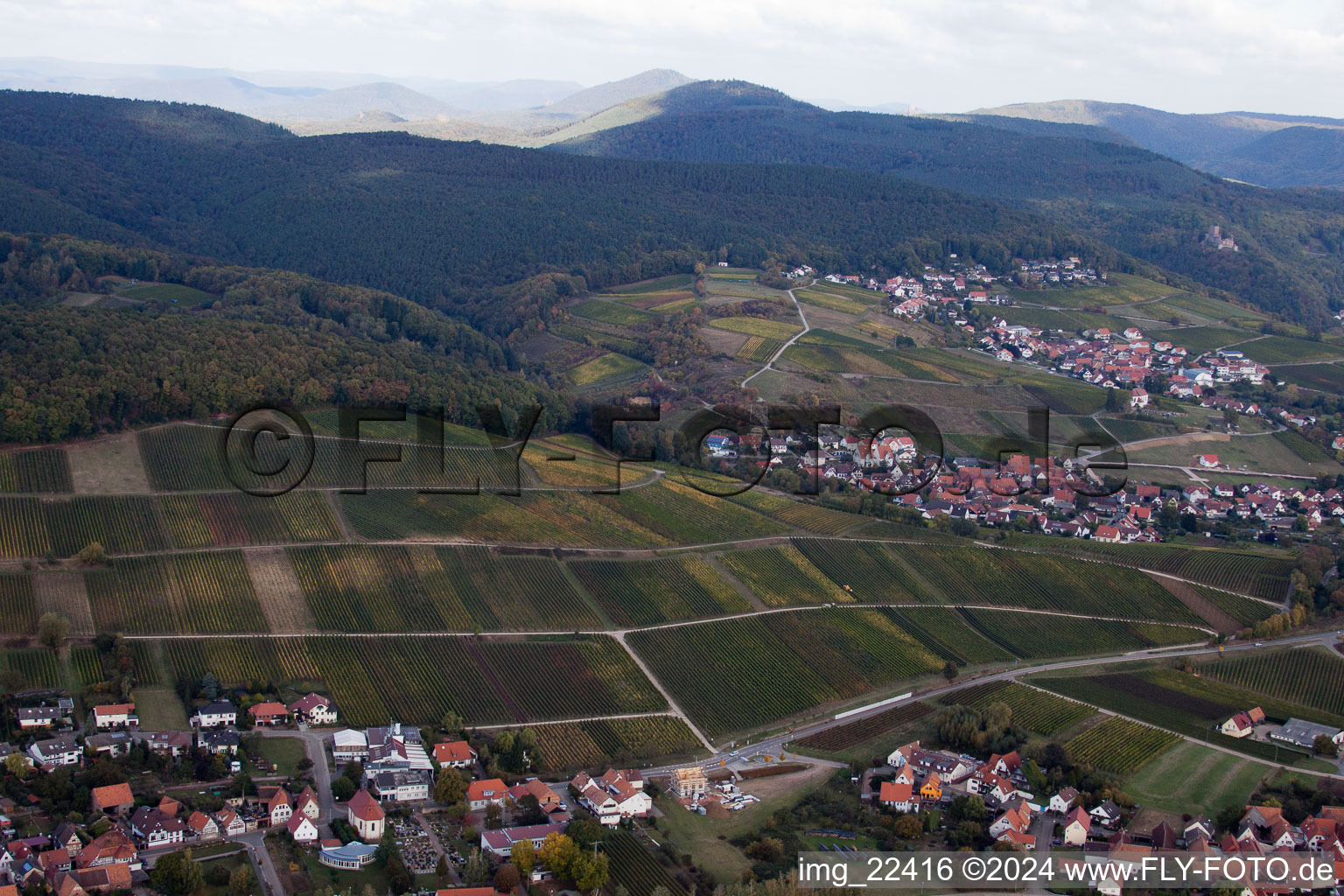 Quartier Oberhofen in Pleisweiler-Oberhofen dans le département Rhénanie-Palatinat, Allemagne vue du ciel