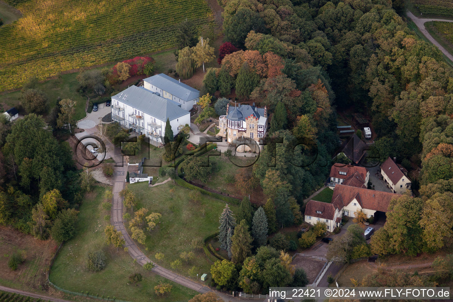 Vue aérienne de Site clinique du centre de rééducation de la clinique de rééducation BioMed - clinique spécialisée en oncologie, immunologie et hyperthermie à Bad Bergzabern dans le département Rhénanie-Palatinat, Allemagne