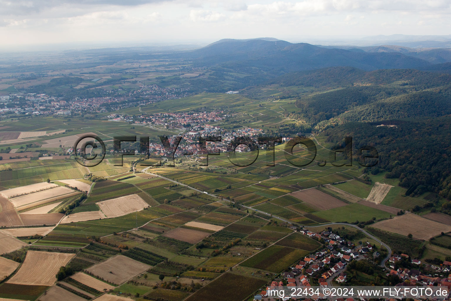 Vue oblique de Quartier Rechtenbach in Schweigen-Rechtenbach dans le département Rhénanie-Palatinat, Allemagne