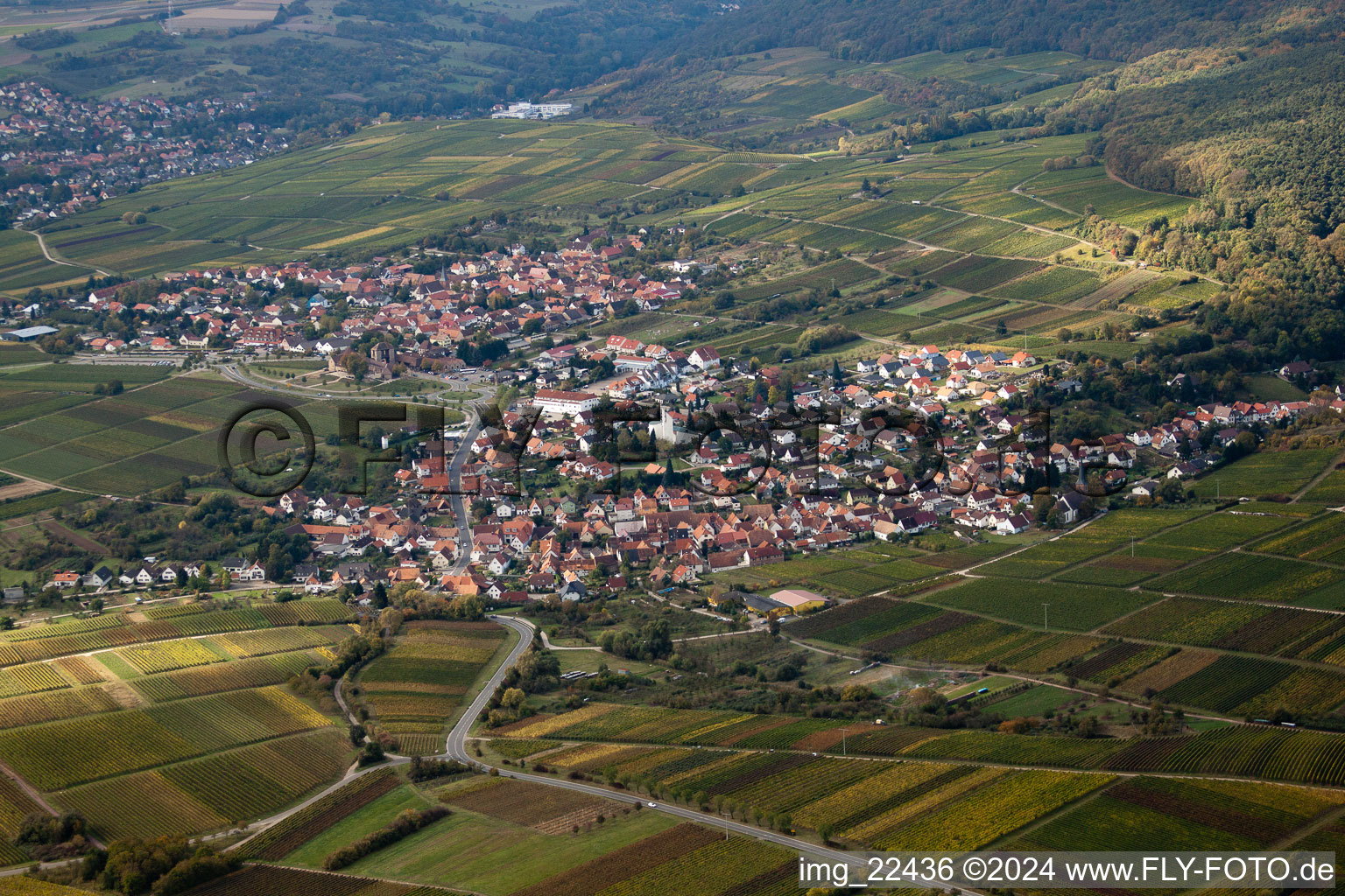 Quartier Rechtenbach in Schweigen-Rechtenbach dans le département Rhénanie-Palatinat, Allemagne d'en haut