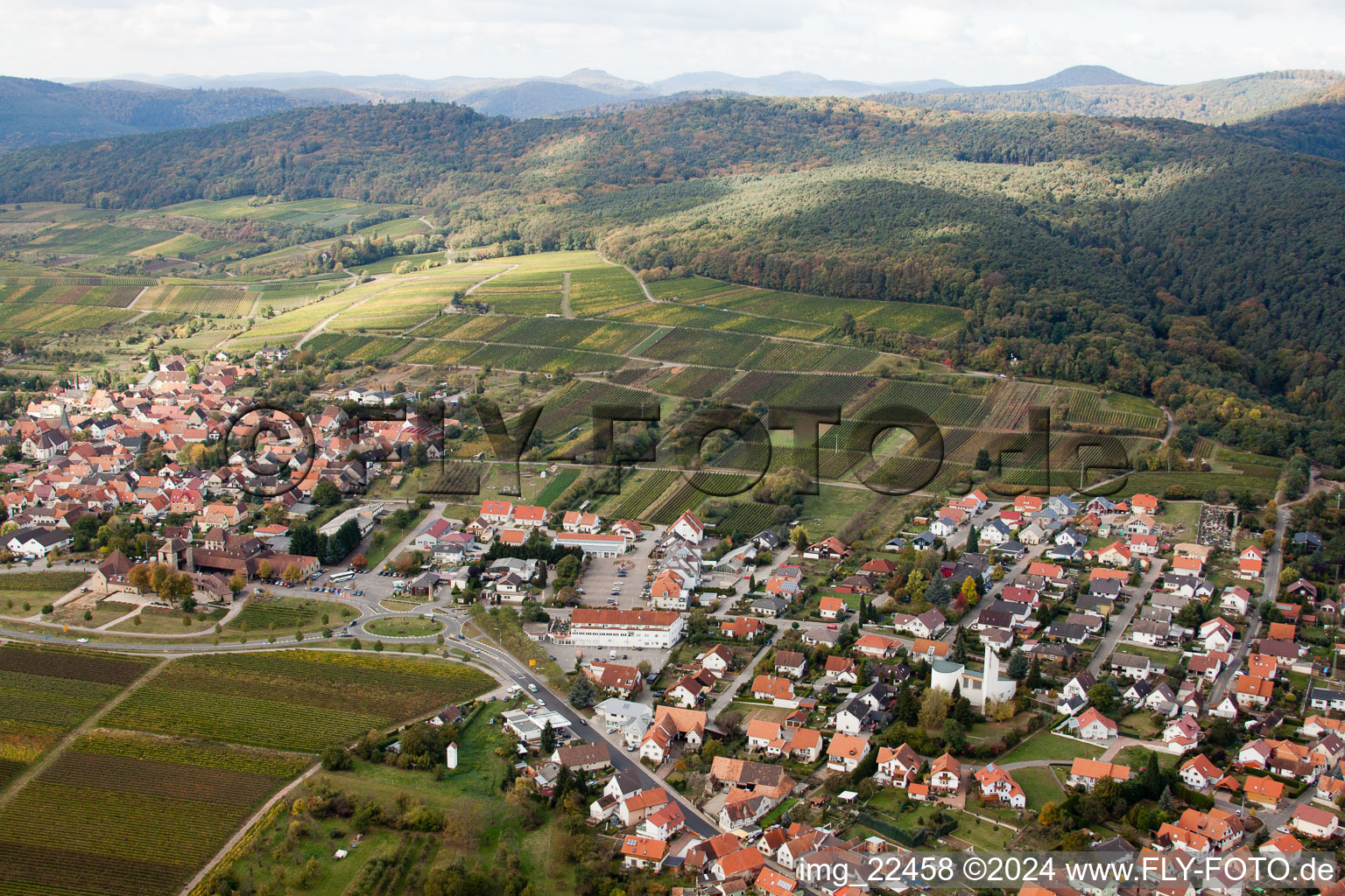 Quartier Rechtenbach in Schweigen-Rechtenbach dans le département Rhénanie-Palatinat, Allemagne vu d'un drone