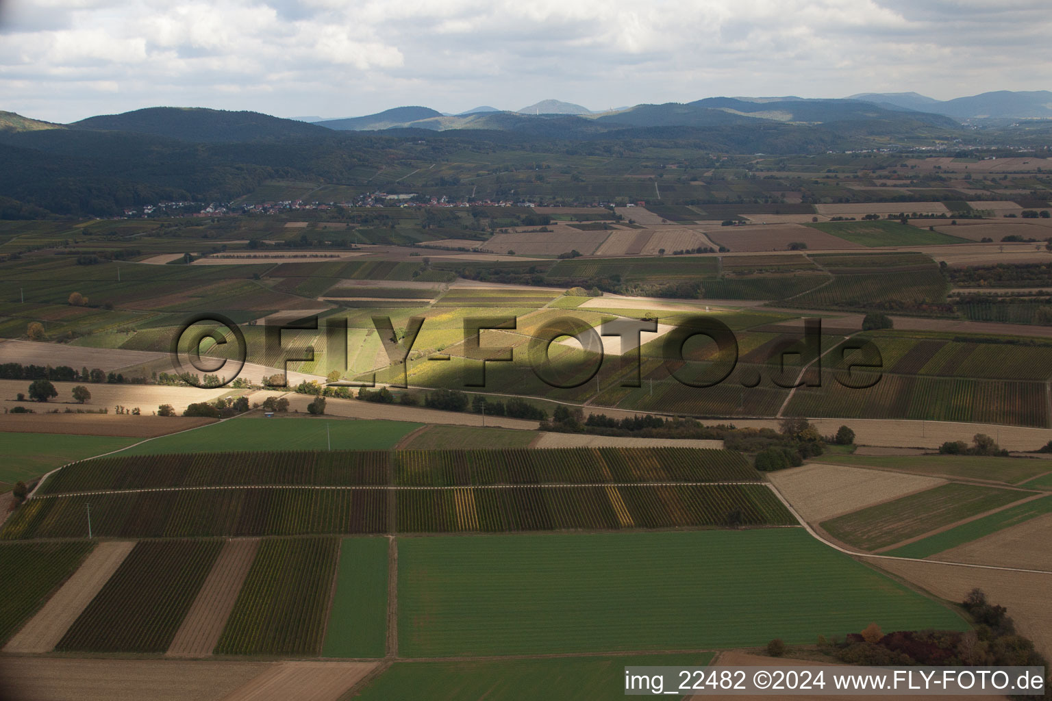 Vue aérienne de Du sud-est à Oberotterbach dans le département Rhénanie-Palatinat, Allemagne