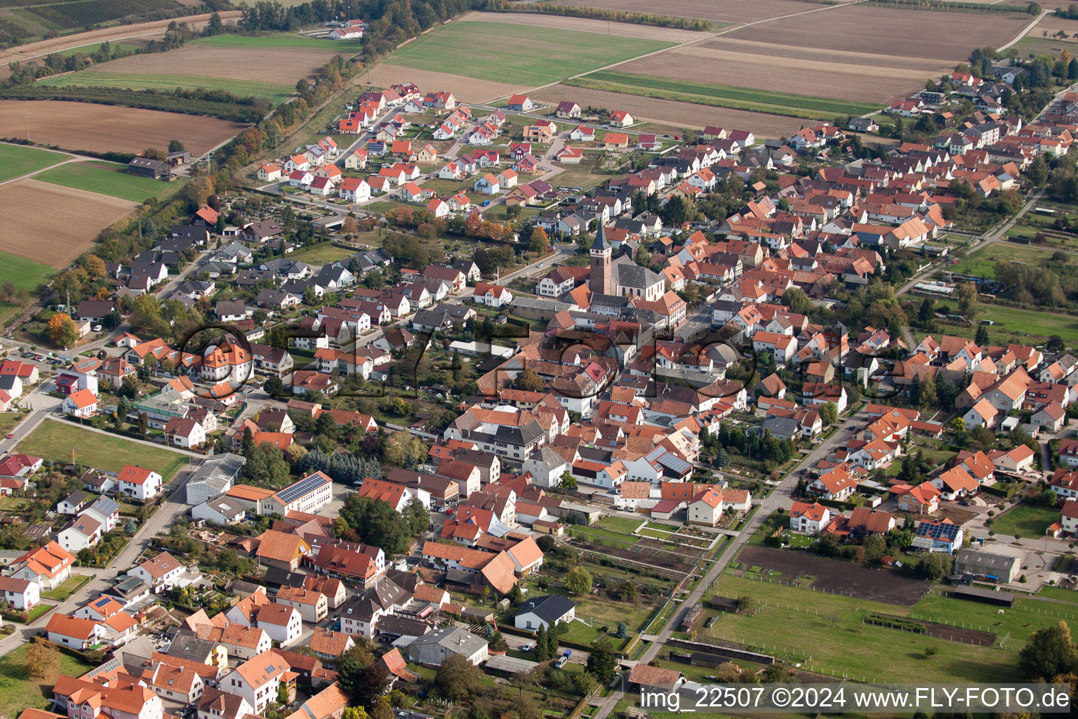 Vue oblique de Quartier Schaidt in Wörth am Rhein dans le département Rhénanie-Palatinat, Allemagne