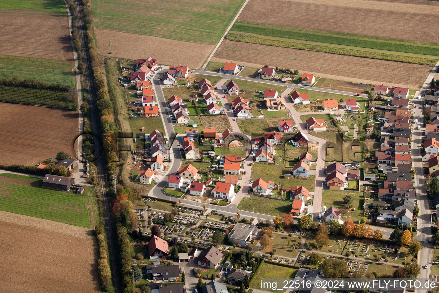 Quartier Schaidt in Wörth am Rhein dans le département Rhénanie-Palatinat, Allemagne d'en haut