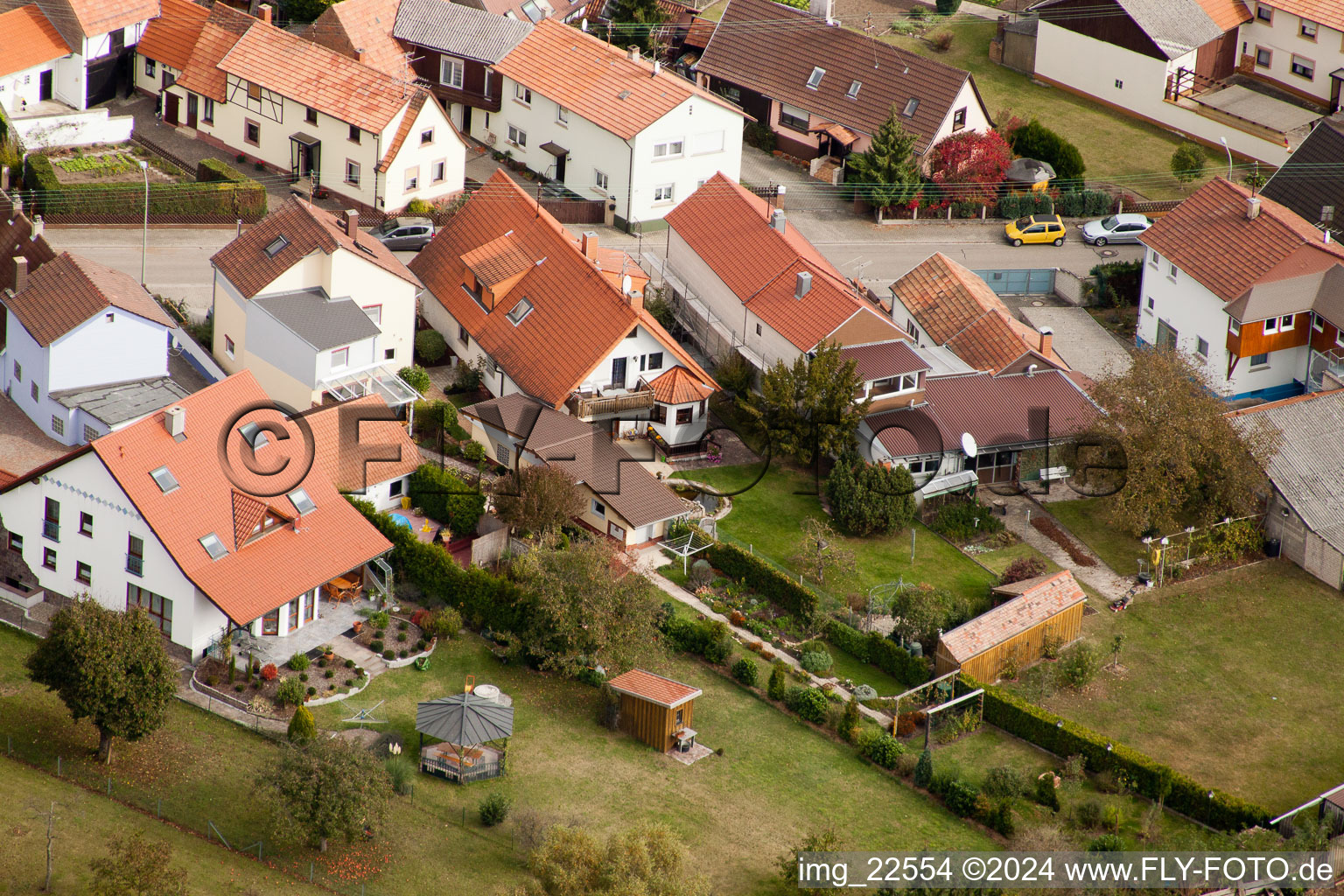 Vue aérienne de Minfeld dans le département Rhénanie-Palatinat, Allemagne